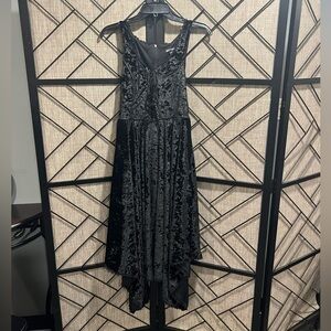 Hot Topic Y2K Vintage Black Corset Crushed Velvet High Low Dress - L